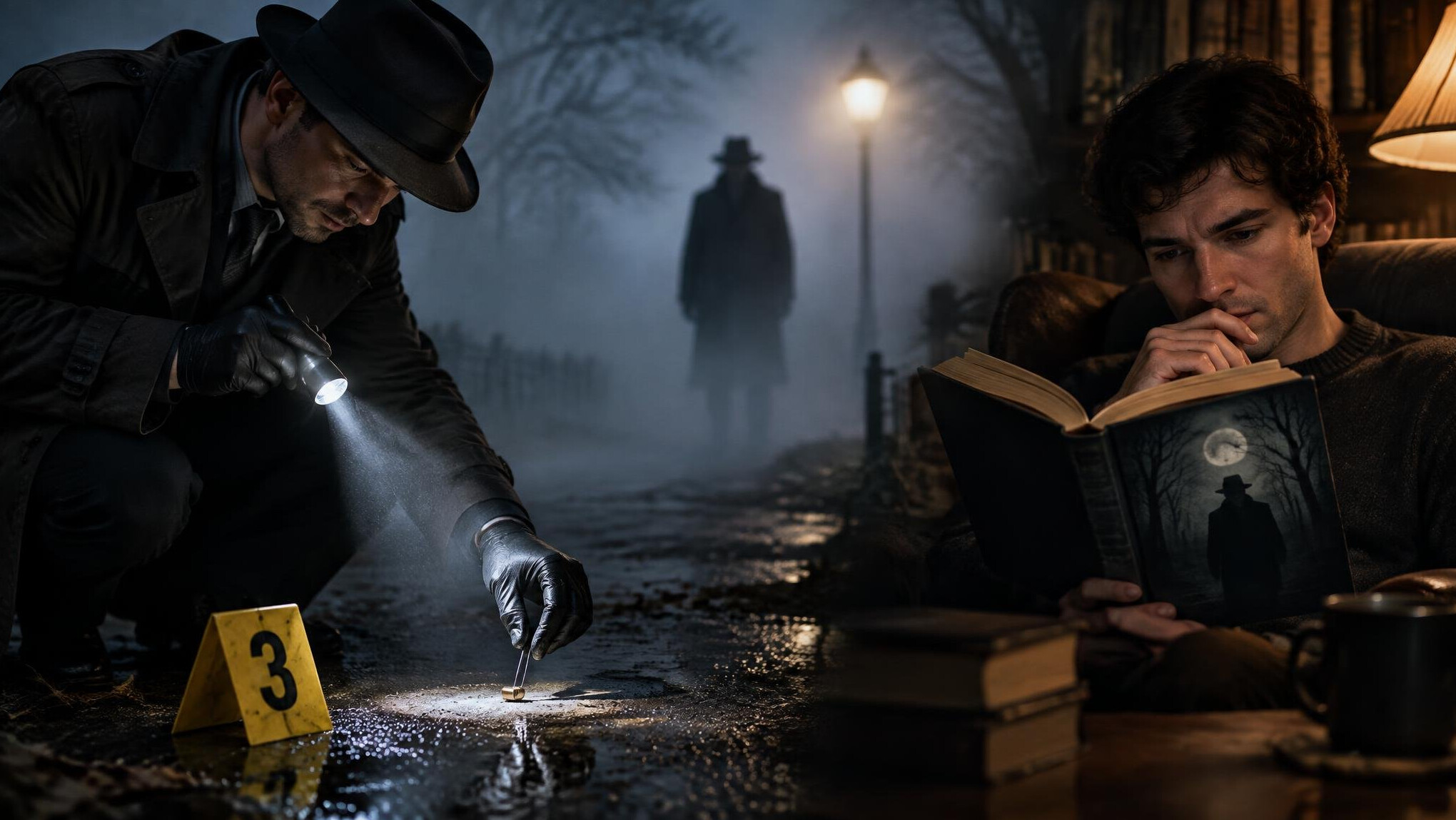 detective examining clues